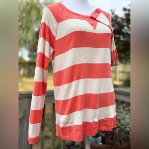 THE LIMITED Coral and Cream Striped Top in Size Large